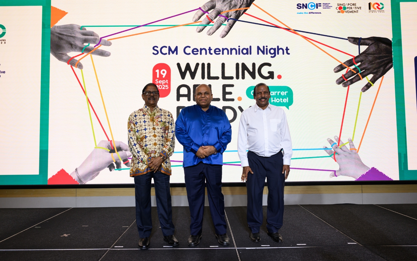 From left to right, Mr John Raghavan (Chairperson of SGSCC), Mr S Gulam (Chairperson of SSBEC), and Mr K Rajaram (Chairperson of Citiport Credit Co-operative)